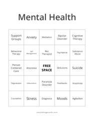 Mental Health Bingo