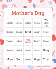 Mothers Day Bingo