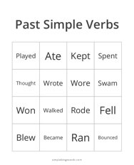 Past Simple Verbs Bingo