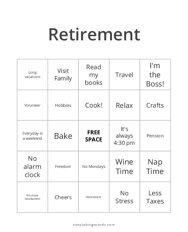 Retirement Bingo