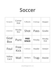 Soccer Bingo