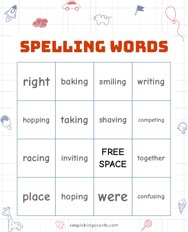 Spelling Words Bingo