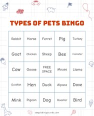 Types of Pets Bingo