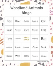 Woodland Animals Bingo